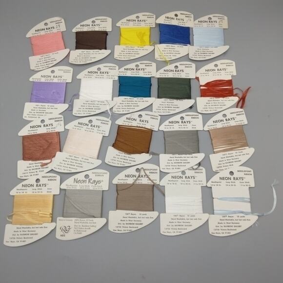 19x Needlepoint/Embroidery THREAD RAINBOW GALLERY Neon Rays rayon ribbon (3) - Picture 1 of 5